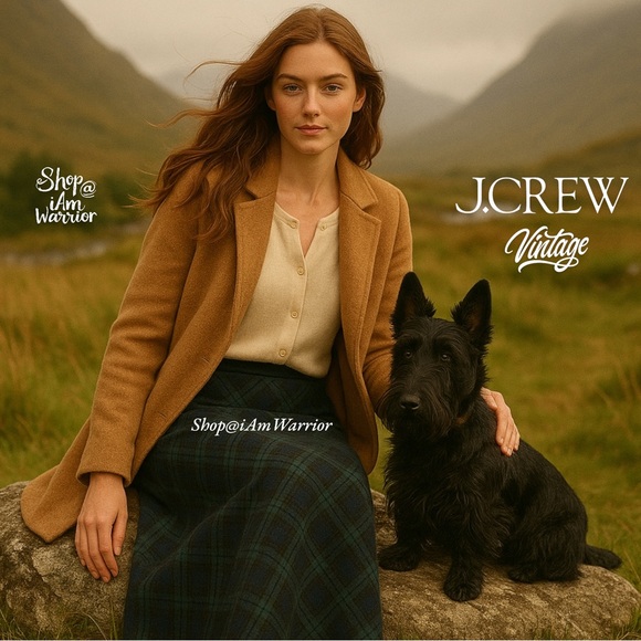 J.Crew RARE vintage tartan navy/green plaid wool maxi skirt *shop@iamwarrior - Picture 1 of 4